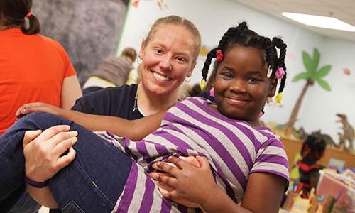 student with child